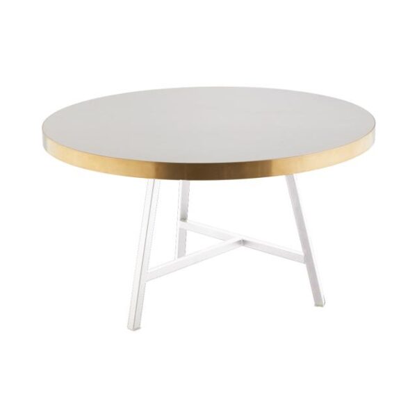 Concrete Round Coffee Table - With White Legs (Brass)