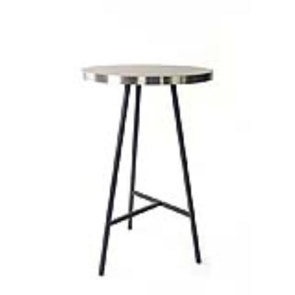 Concrete Round High Bar Table -With Black Legs (Silver)