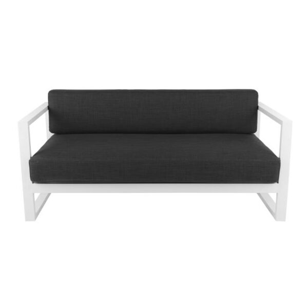 2521-1 Cube Modular 2 Seater Sofa Lounge - White With Charcoal Cushions