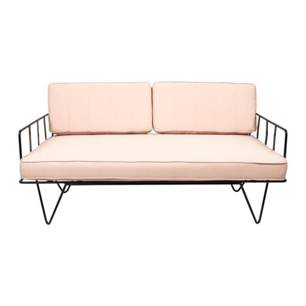 2539-1 Linear Wire 2 Seater Sofa Lounge - Black With Light Pink Cushions