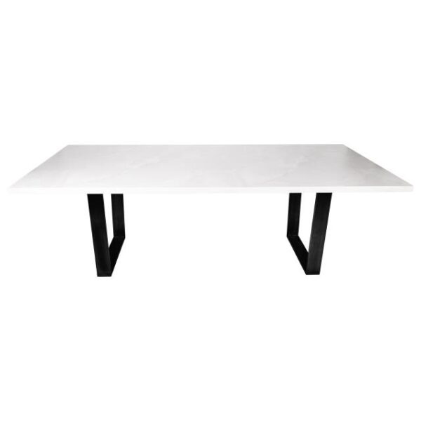 Marble Rectangular Dining Table - With Black Legs