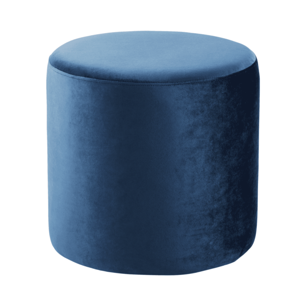 Round-Velvet-Ottoman-Blue-9318 Round Velvet Ottoman - Blue