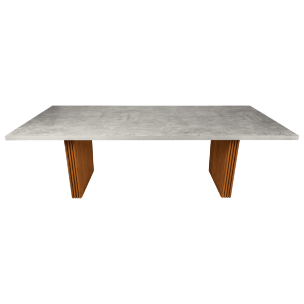 Concrete Rectangular Dining Table - With Bamboo Legs