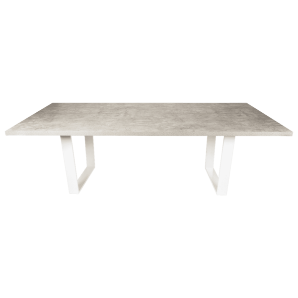 Concrete Rectangular Dining Table - With White Legs