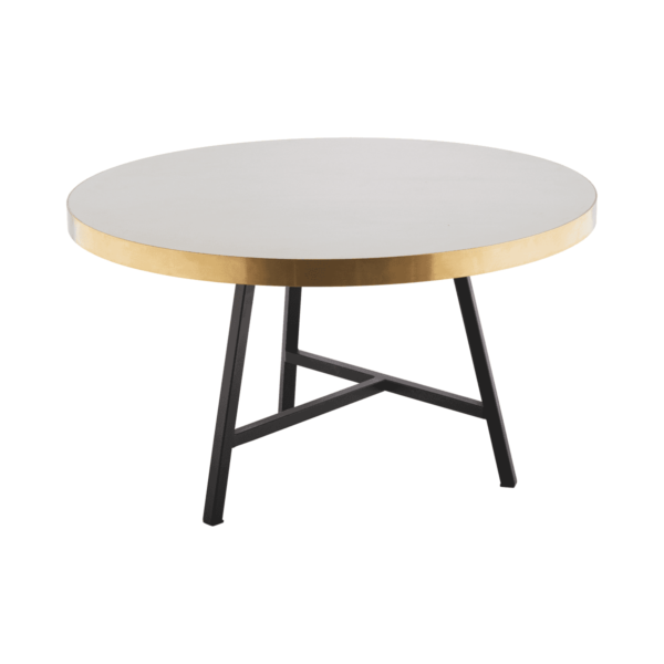 Concrete Round Coffee Table - With Black Legs (Brass)