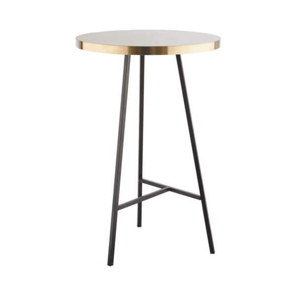 Concrete Round High Bar Table - With Black Legs (Brass)