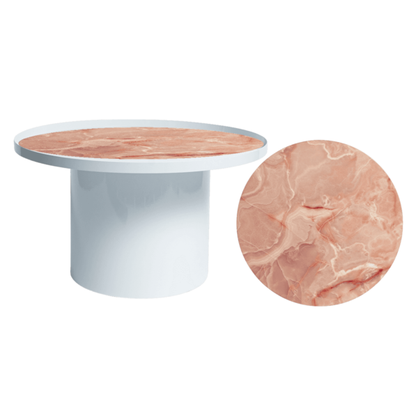 Cylinder-Coffee-Table-White-and-Pink-Marble-Insert-9237p Cylinder Coffee Table - White And Pink Marble Insert