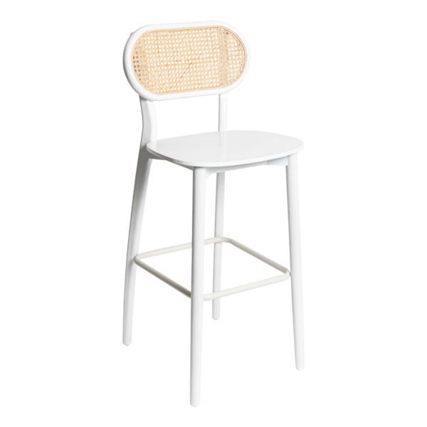 Rattan White Bar Stool