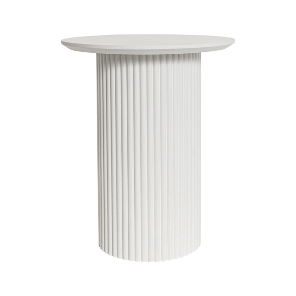 HS-June-35 Bamboo Ribbed Side Table - Matt White