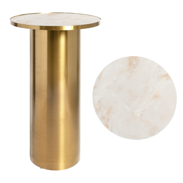 HS-feb-product-35.4 Cylinder High Bar Table - Brass With Cream Marble Insert