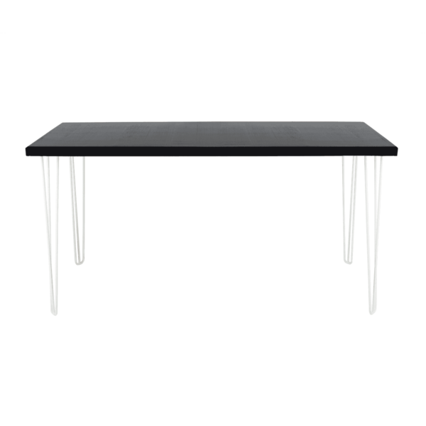 Hairpin High Bench Bar Table - Black With White Legs