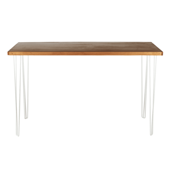 Hairpin High Bench Bar Table - Natural With White Legs