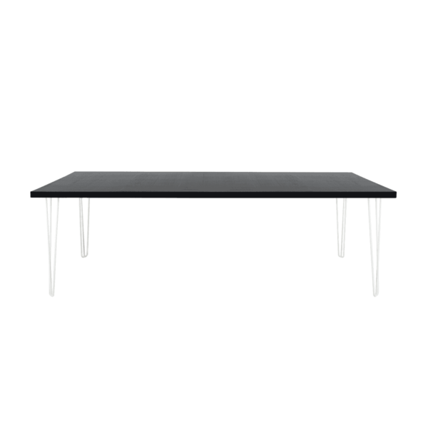 Hairpin Rectangular Dining Table - Black With White Legs (Seats 8-10)