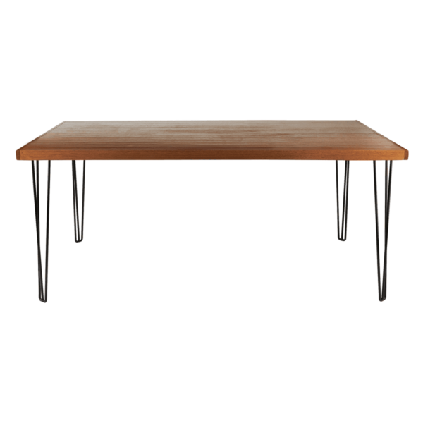 Hairpin Rectangular Dining Table - Natural With Black Legs (Seats 6-8)