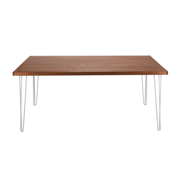 Hairpin Rectangular Dining Table - Natural With White Legs (Seats 6-8)