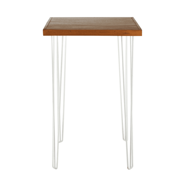 Hairpin Square High Bar Table - Natural With White Legs