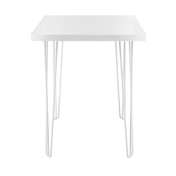Hairpin Square High Bar Table - White With White Legs