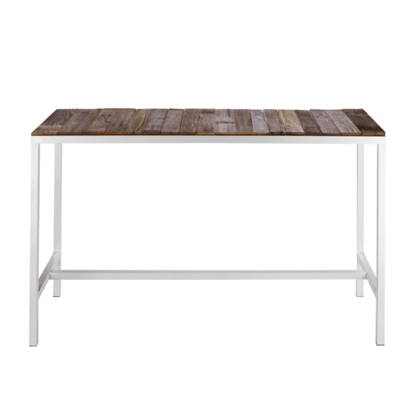 High Bench Bar Table  - White With Rustic Insert