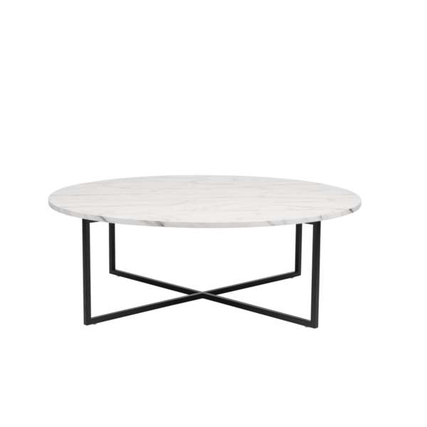 Light Marble Round Coffee Table -With Cross Legs