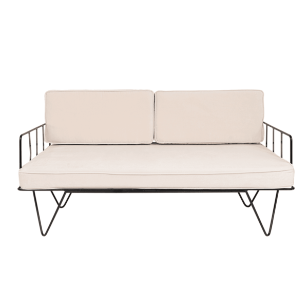 Linear-Wire-2-Seater-Sofa-Lounge-Black-with-Champagne-Vel-9094p Linear Wire 2 Seater Sofa Lounge - Black With Champagne Velevt Cushions