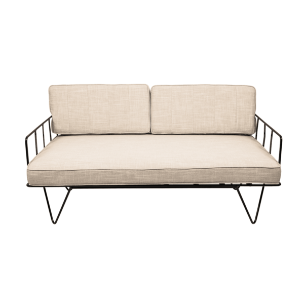 Linear-Wire-2-Seater-Sofa-Lounge-Black-with-Natural-Cushi-9037p Linear Wire 2 Seater Sofa Lounge - Black With Natural Cushions