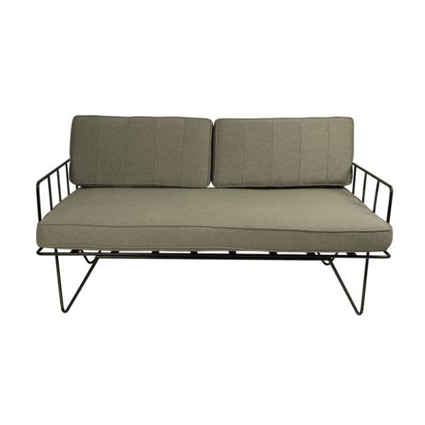 Linear-Wire-2-Seater-Sofa-Lounge-Black-with-Sage-Green-Cu-9041p Linear Wire 2 Seater Sofa Lounge - Black With Sage Green Cushions