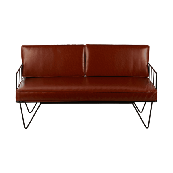 Linear-Wire-2-Seater-Sofa-Lounge-Black-with-Tan-Leather-C-9042p Linear Wire 2 Seater Sofa Lounge - Black With Tan Leather Cushions