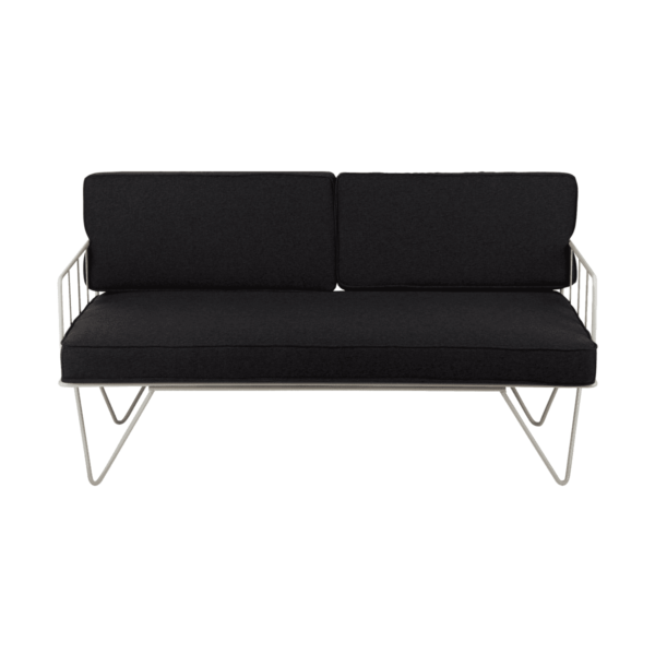 Linear Wire 2 Seater Sofa Lounge  - White With Charcoal Cushions