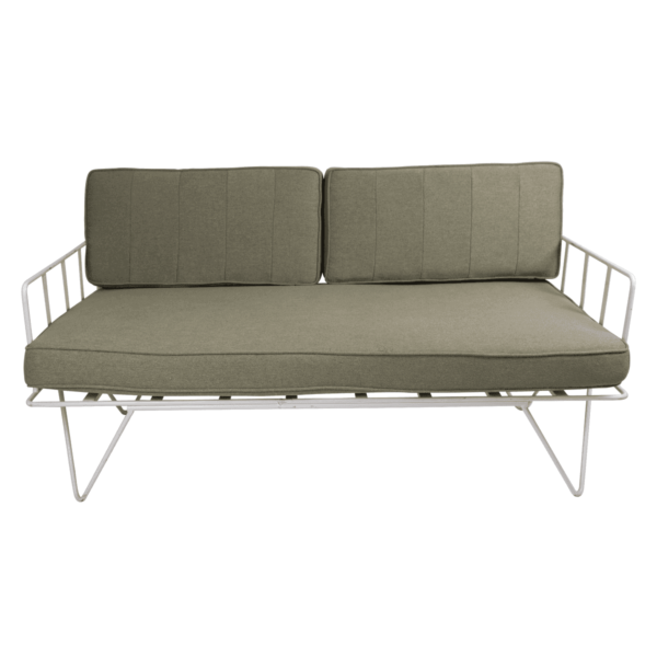 Linear-Wire-2-Seater-Sofa-Lounge-White-with-Sage-Green-9057p Linear Wire 2 Seater Sofa Lounge - White With Sage Green Cushions