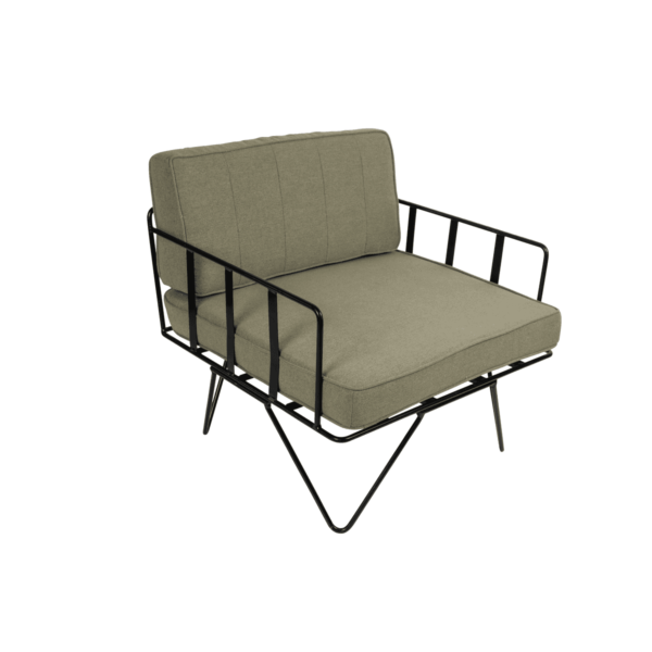 Linear-Wire-Single-Seater-Chair-Black-with-Sage-Green-9085p Linear Wire Single Seater Chair - Black With Sage Green Cushions