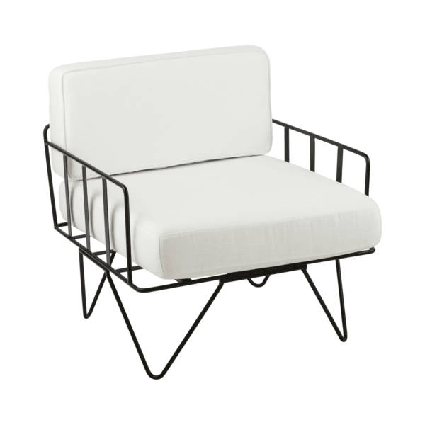 Linear-Wire-Single-Seater-Chair-Black-with-White-Cushions-9072p Linear Wire Single Seater Chair - Black With White Cushions