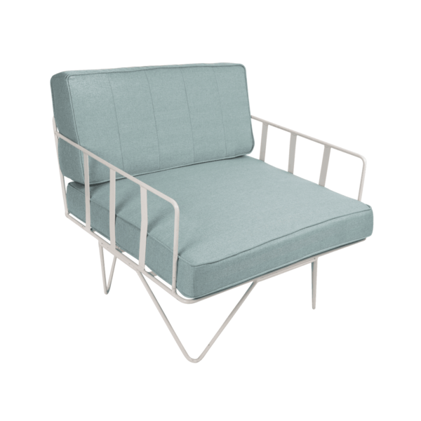 Linear-Wire-Single-Seater-Chair-White-with-Duck-Egg-Blue-9078p Linear Wire Single Seater Chair - White With Duck Egg Blue Cushions