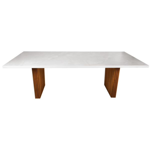 Marble Rectangular Dining Table - With Bamboo Legs