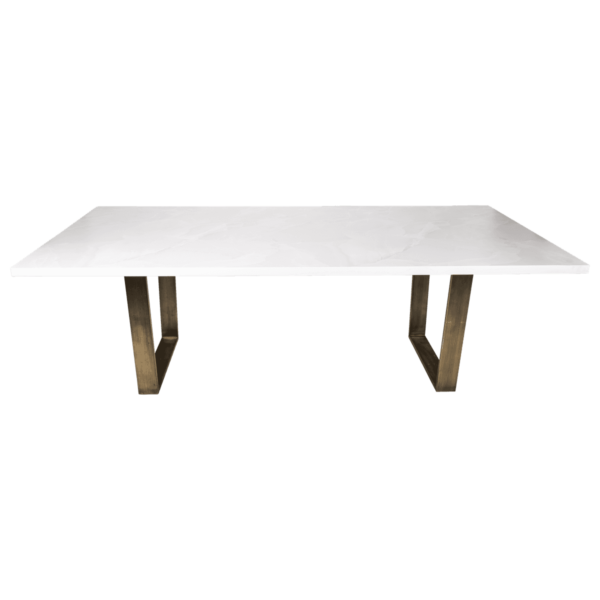 Marble Rectangular Dining Table - With Brass Legs