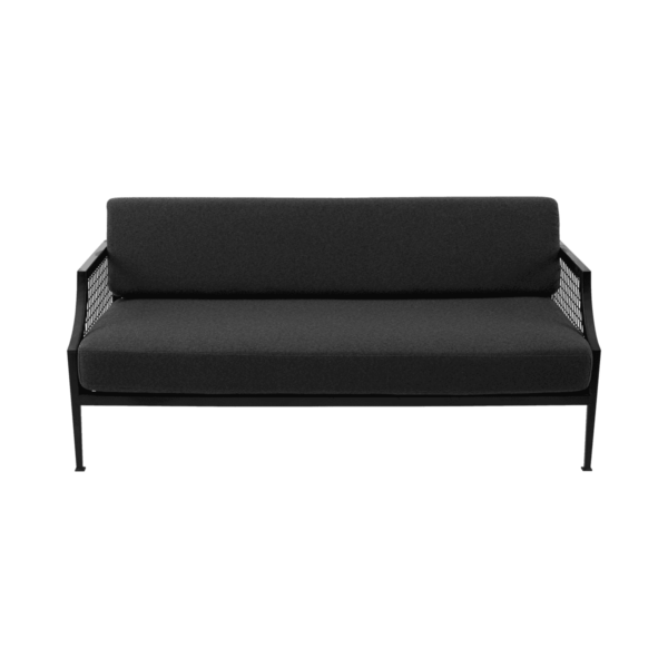 Marseille Mesh 2.5 Seater Sofa Lounge - Black With Charcoal Cushions