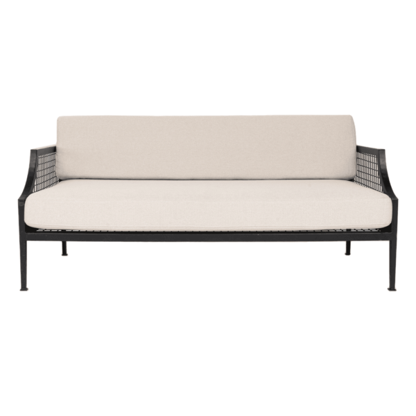 Marseille Mesh 2.5 Seater Sofa Lounge - Black With Natural Cushions