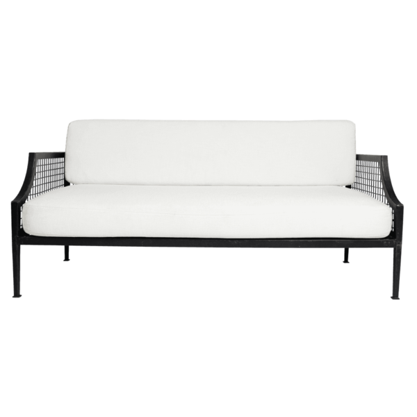 Marseille Mesh 2.5 Seater Sofa Lounge - Black With White Cus