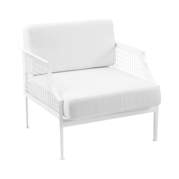 Marseille Mesh Single Seater Chair - White With White Cushions