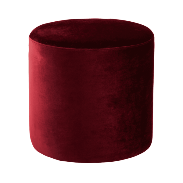 Monaco Round Velvet Ottoman - Oxblood