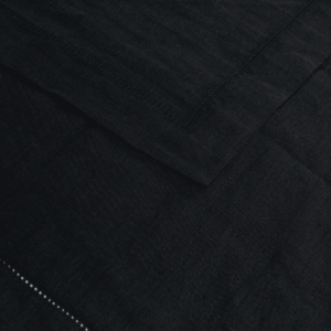 Premium Linen Serviette - Black (Hemstitch)