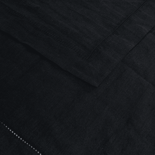 Premium-Linen-Serviette-Black-Hemstitch-4485 Premium Linen Serviette - Black (Hemstitch)