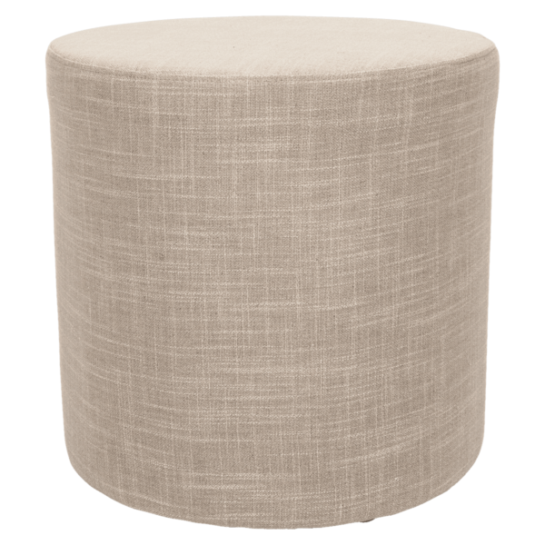 Round Fabric Ottoman  - Natural