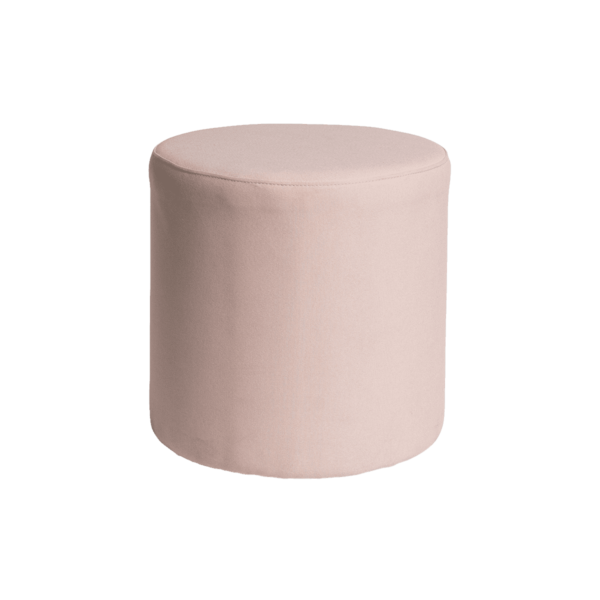 Round Upholstered Ottoman  - Light Pink