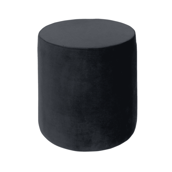 Round-Velvet-Ottoman-Charcoal-9369a Round Velvet Ottoman - Charcoal