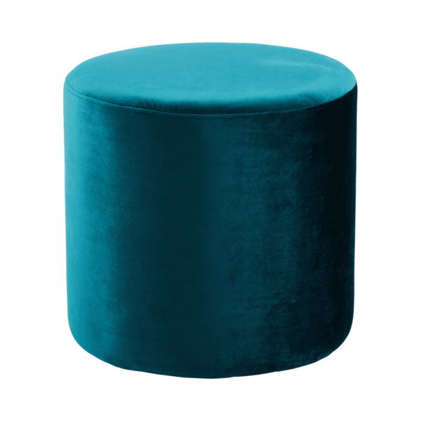 Round Velvet Ottoman - Emerald