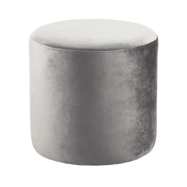 Round Velvet Ottoman - Grey