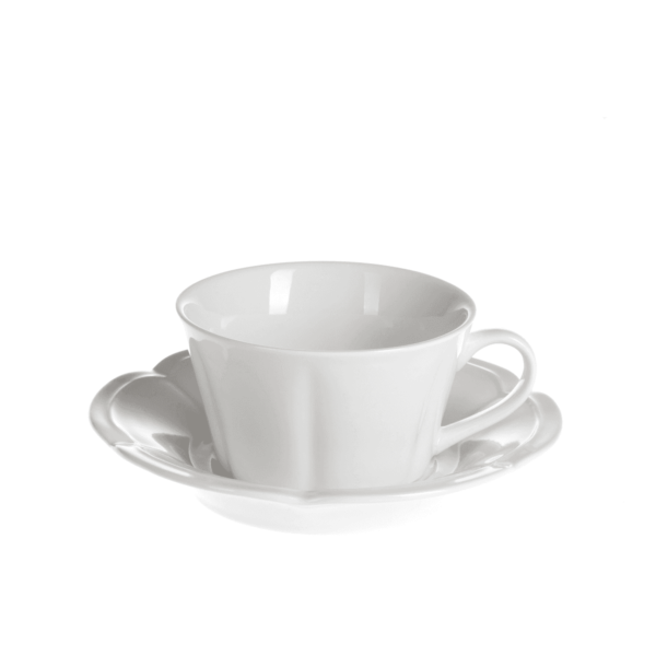 Scalloped Cup And Saucer - White