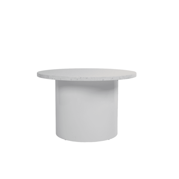 Stone Round Coffee Table - With White Base