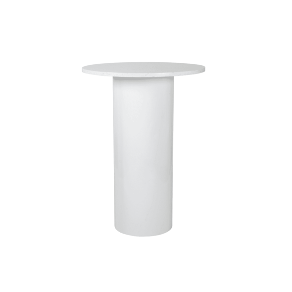 Stone Round High Bar Table - With White Bass