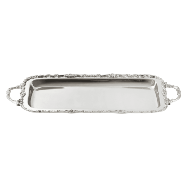 Vintage Small Rectangular Tray With Handles- Silver